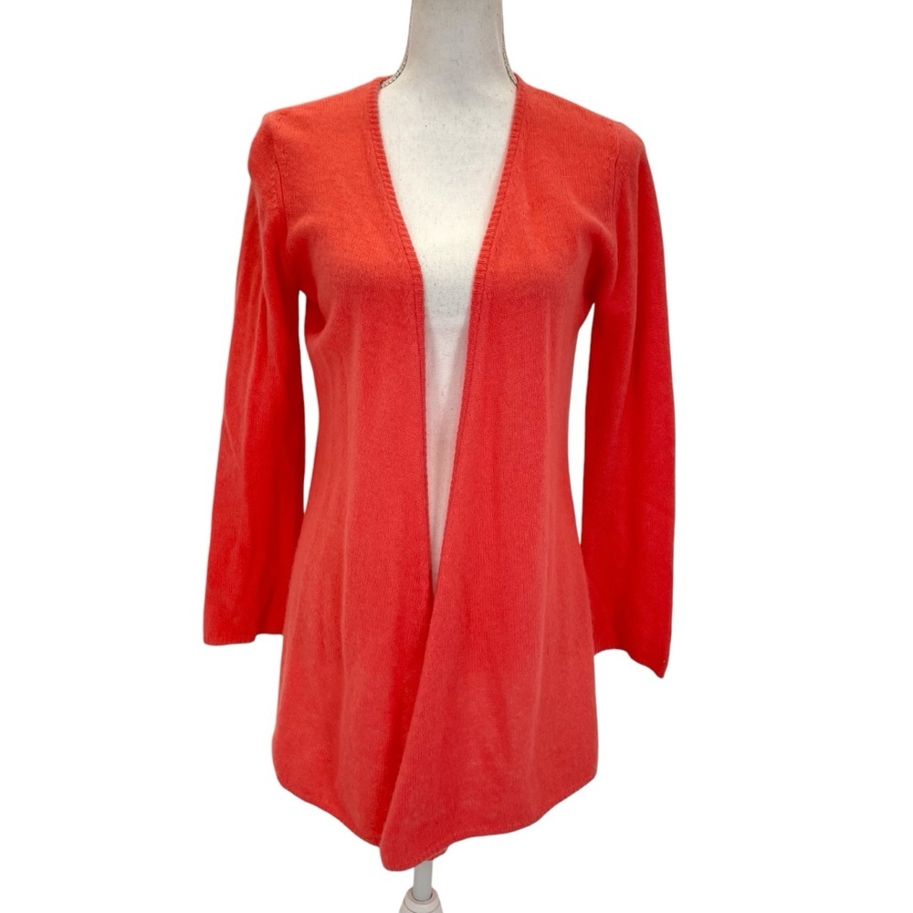 Minnie Rose Cashmere Cardigan Small Peach/Orange